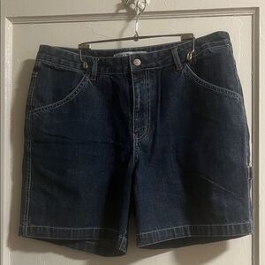 Dark Denim Wash Y2K High Waist Mom Shorts 10